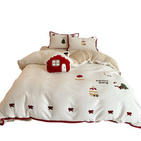HKM-538899 Cartoon-Themed Thickened Cashmere Four-Piece Bedding Set for Girls