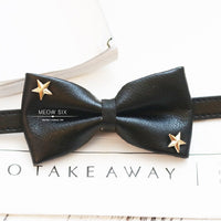 HKM-538899 Cowhide Bow Tie for Cats with Bell Options – Small to Medium Sizes Available