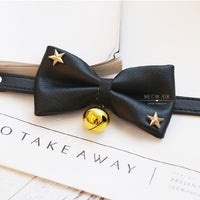 HKM-538899 Cowhide Bow Tie for Cats with Bell Options – Small to Medium Sizes Available
