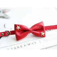 HKM-538899 Cowhide Bow Tie for Cats with Bell Options – Small to Medium Sizes Available