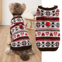 HKM-539155 Cozy Snowflake Love Knitted Camouflage Dog Sweater in Pink, Blue, and Gray