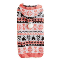 HKM-539155 Cozy Snowflake Love Knitted Camouflage Dog Sweater in Pink, Blue, and Gray