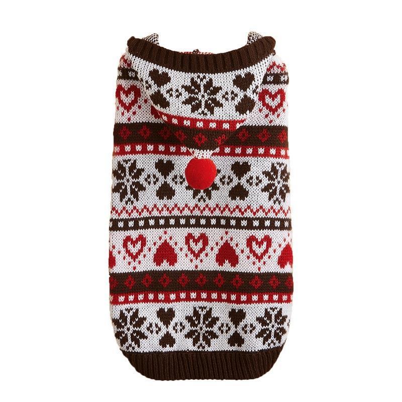HKM-539155 Cozy Snowflake Love Knitted Camouflage Dog Sweater in Pink, Blue, and Gray