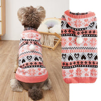 HKM-539155 Cozy Snowflake Love Knitted Camouflage Dog Sweater in Pink, Blue, and Gray