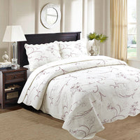 HKM-539219 Luxury Silk Series 3-Piece Pure Cotton Bedding Set with Quilted Plain Weave Design