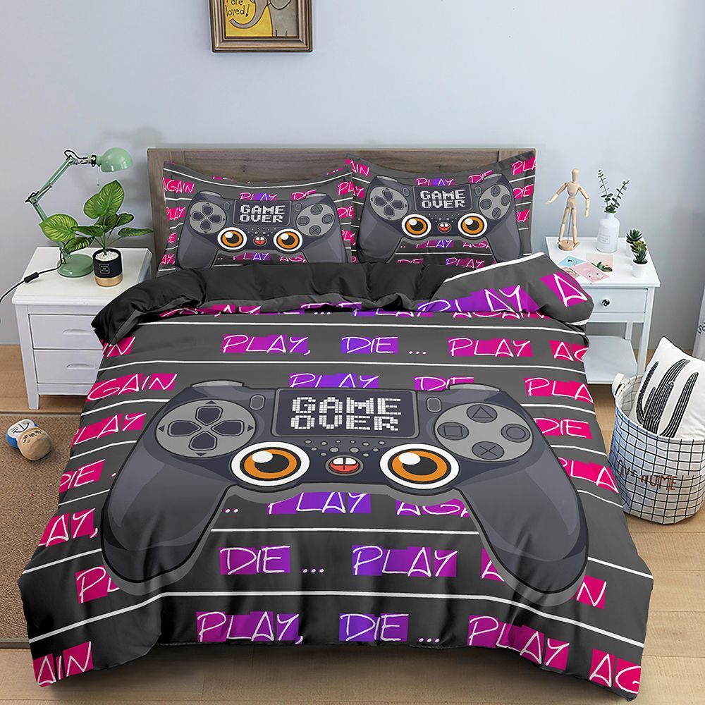 HKM-539667 Creative Gamepad Queen Size Duvet Cover Bedding Set - 4 Piece Design