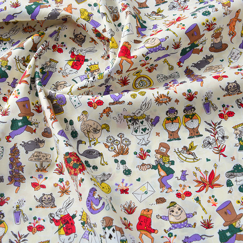 HKM-539731 Cartoon Printed Summer Cotton Fabric for Children in Pink, Beige, and Yellow