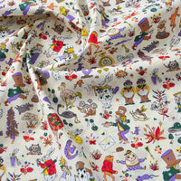 HKM-539731 Cartoon Printed Summer Cotton Fabric for Children in Pink, Beige, and Yellow