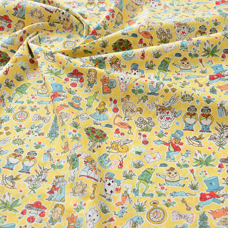 HKM-539731 Cartoon Printed Summer Cotton Fabric for Children in Pink, Beige, and Yellow