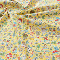 HKM-539731 Cartoon Printed Summer Cotton Fabric for Children in Pink, Beige, and Yellow