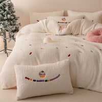 HKM-539731 Heavyweight Alpaca Fleece and Milk Fiber Four-Piece Geometric Bedding Set