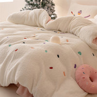 HKM-539731 Heavyweight Alpaca Fleece and Milk Fiber Four-Piece Geometric Bedding Set