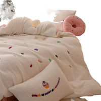 HKM-539731 Heavyweight Alpaca Fleece and Milk Fiber Four-Piece Geometric Bedding Set