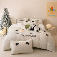 HKM-539731 Heavyweight Alpaca Fleece and Milk Fiber Four-Piece Geometric Bedding Set