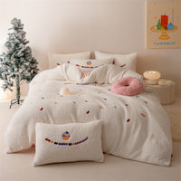 HKM-539731 Heavyweight Alpaca Fleece and Milk Fiber Four-Piece Geometric Bedding Set