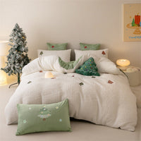HKM-539731 Heavyweight Alpaca Fleece and Milk Fiber Four-Piece Geometric Bedding Set