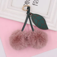 HKM-539731 Plush Cherry Keychain Keyring for Kids, Soft Cotton Fruit Toy, Cute Bag Decoration