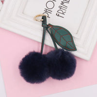 HKM-539731 Plush Cherry Keychain Keyring for Kids, Soft Cotton Fruit Toy, Cute Bag Decoration