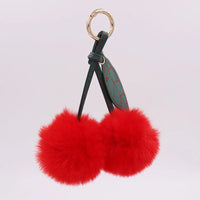 HKM-539731 Plush Cherry Keychain Keyring for Kids, Soft Cotton Fruit Toy, Cute Bag Decoration