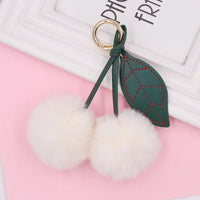 HKM-539731 Plush Cherry Keychain Keyring for Kids, Soft Cotton Fruit Toy, Cute Bag Decoration
