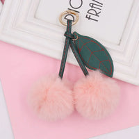 HKM-539731 Plush Cherry Keychain Keyring for Kids, Soft Cotton Fruit Toy, Cute Bag Decoration