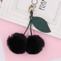 HKM-539731 Plush Cherry Keychain Keyring for Kids, Soft Cotton Fruit Toy, Cute Bag Decoration