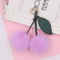 HKM-539731 Plush Cherry Keychain Keyring for Kids, Soft Cotton Fruit Toy, Cute Bag Decoration