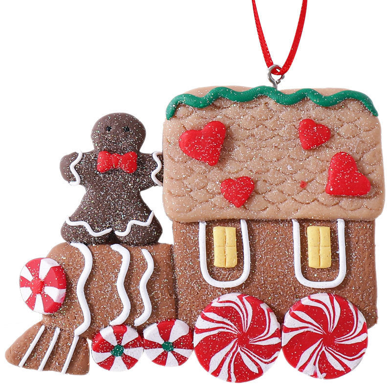 HKM-539859 Polymer Clay Christmas Tree Ornaments - RV and Vehicle Scene Pendants