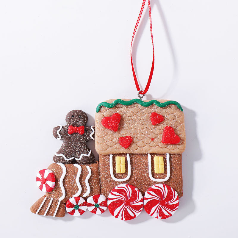 HKM-539859 Polymer Clay Christmas Tree Ornaments - RV and Vehicle Scene Pendants