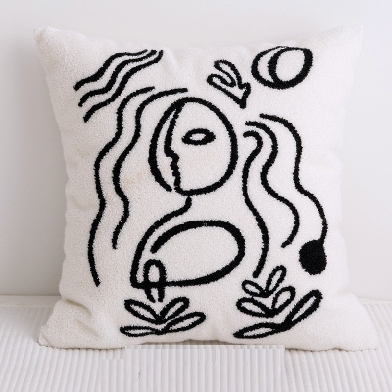 HKM-540115 Abstract Cotton Pillowcase for Modern Living Room - 45cm x 45cm Cushion Cover