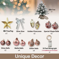 HKM-540179 22in Flocked Snow Tabletop Christmas Tree with Lights - Mini Red Holiday Decoration for Home & Office