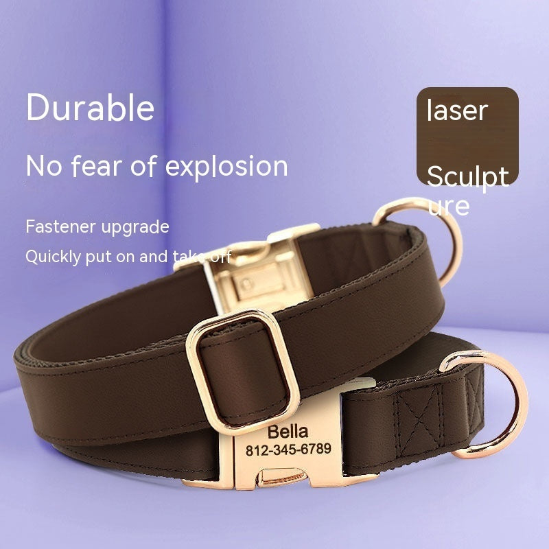 HKM-540243 Cute Gold Collar Dog Tag - Anti-Loss Feature, Available in Chocolate, Red, Blue, and Silver