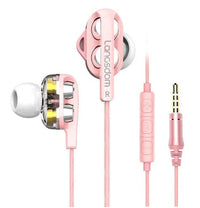 HKM-540243 Quad Core Heavy Bass Earphones with Dual Moving Coils and Wheat Wire Control for Mobile Devices