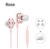 HKM-540243 Quad Core Heavy Bass Earphones with Dual Moving Coils and Wheat Wire Control for Mobile Devices