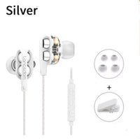 HKM-540243 Quad Core Heavy Bass Earphones with Dual Moving Coils and Wheat Wire Control for Mobile Devices