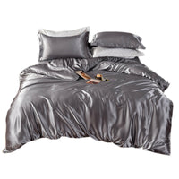 HKM-540371 Solid Color Real Silk Quilt Cover and Sheet Set - Four-Piece Bedding Collection