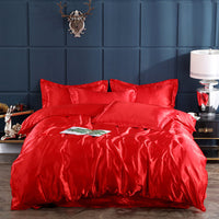 HKM-540371 Solid Color Real Silk Quilt Cover and Sheet Set - Four-Piece Bedding Collection