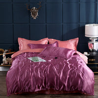 HKM-540371 Solid Color Real Silk Quilt Cover and Sheet Set - Four-Piece Bedding Collection