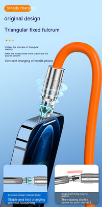HKM-540435 Mobile Game Rotating Elbow Fast Charge USB Cable - 1.5m, Lightning, Micro USB, Type-C, Zinc Alloy
