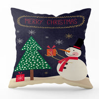 HKM-540435 Modern Linen Santa Plaid Print Pillowcase - 45x45cm, Leaf Pattern, No Pillow Insert Included