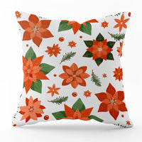 HKM-540435 Modern Linen Santa Plaid Print Pillowcase - 45x45cm, Leaf Pattern, No Pillow Insert Included
