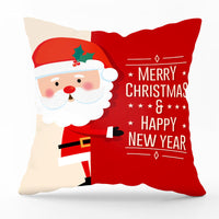HKM-540435 Modern Linen Santa Plaid Print Pillowcase - 45x45cm, Leaf Pattern, No Pillow Insert Included