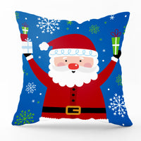 HKM-540435 Modern Linen Santa Plaid Print Pillowcase - 45x45cm, Leaf Pattern, No Pillow Insert Included