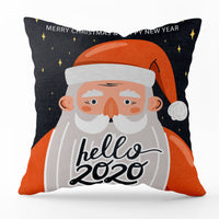 HKM-540435 Modern Linen Santa Plaid Print Pillowcase - 45x45cm, Leaf Pattern, No Pillow Insert Included