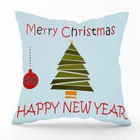 HKM-540435 Modern Linen Santa Plaid Print Pillowcase - 45x45cm, Leaf Pattern, No Pillow Insert Included
