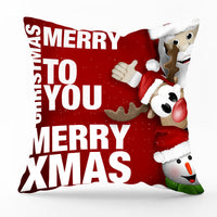 HKM-540435 Modern Linen Santa Plaid Print Pillowcase - 45x45cm, Leaf Pattern, No Pillow Insert Included