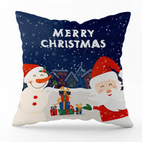HKM-540435 Modern Linen Santa Plaid Print Pillowcase - 45x45cm, Leaf Pattern, No Pillow Insert Included