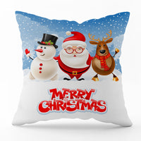 HKM-540435 Modern Linen Santa Plaid Print Pillowcase - 45x45cm, Leaf Pattern, No Pillow Insert Included