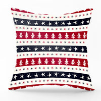 HKM-540435 Modern Linen Santa Plaid Print Pillowcase - 45x45cm, Leaf Pattern, No Pillow Insert Included
