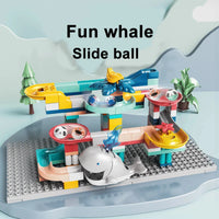 HKM-540627 Whale Rolling Ball Sliding Track Construction Toy Set - 135 Pieces, Educational Building Blocks for Ages 3 and Up